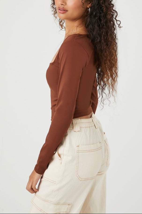  Forever 21 Sculpt Shape Square-Neck Top - cream - Bonton