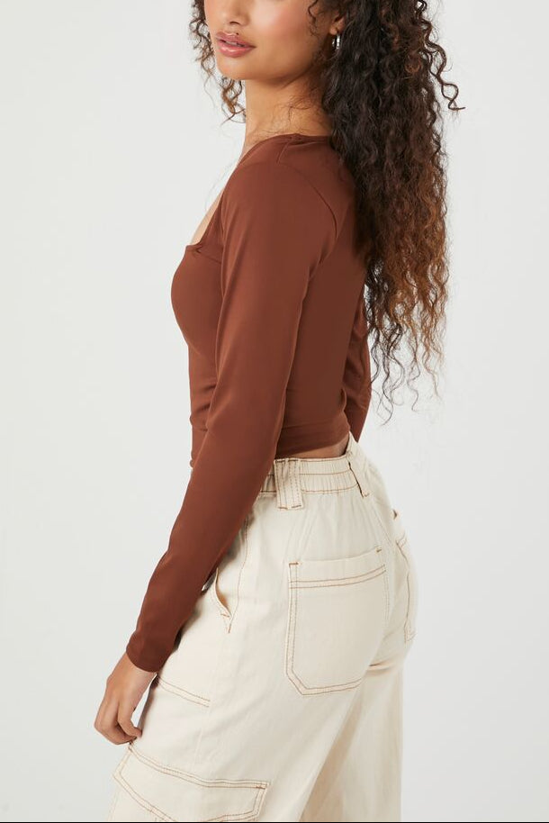  Forever 21 Sculpt Shape Square-Neck Top - cream - Bonton