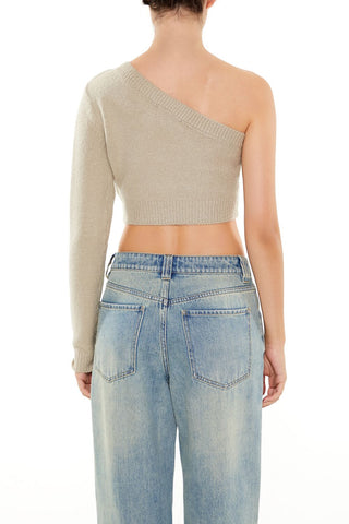 Sweater-Knit One-Shoulder Crop Top