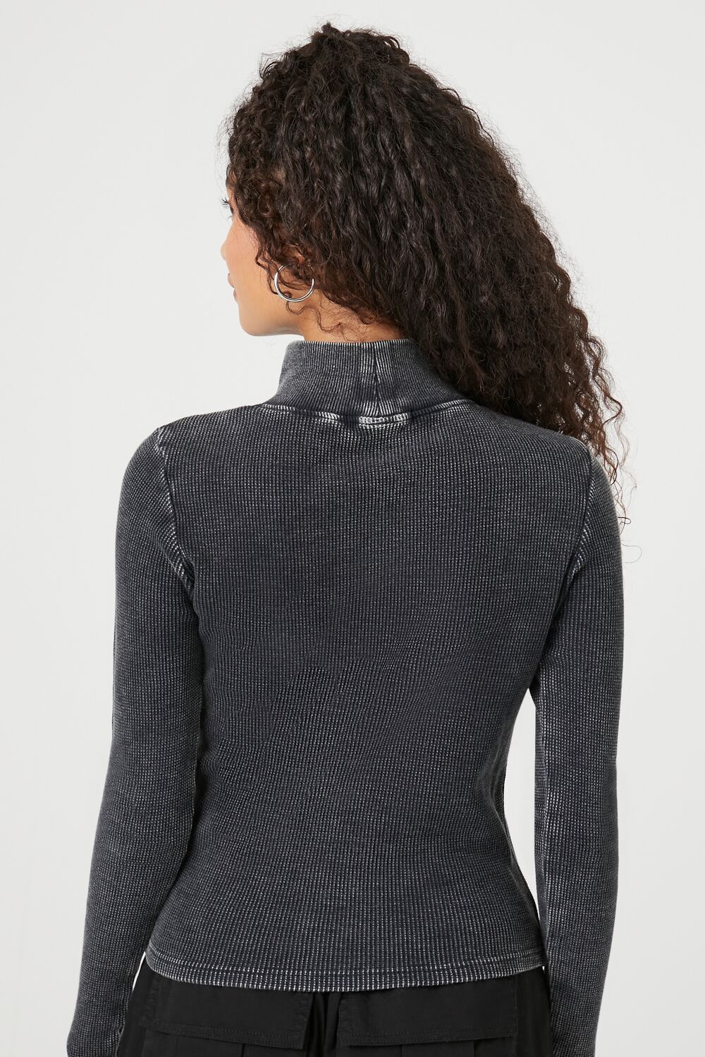  Forever 21 Waffle Knit Turtleneck Top - black - Bonton