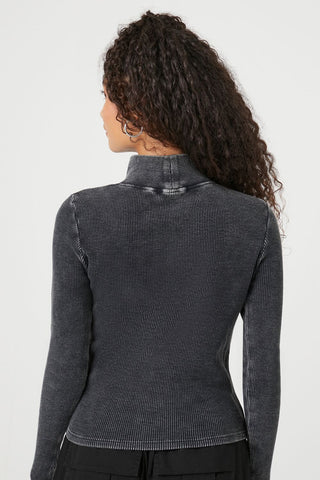 Waffle Knit Turtleneck Top