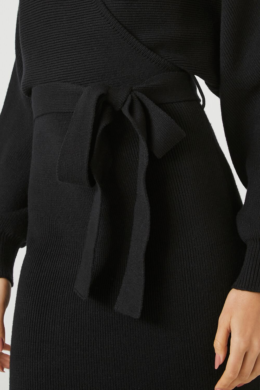  Forever 21 Sweater Midi Wrap Dress - black-swatch - Bonton