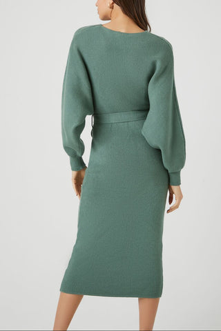 Sweater Midi Wrap Dress