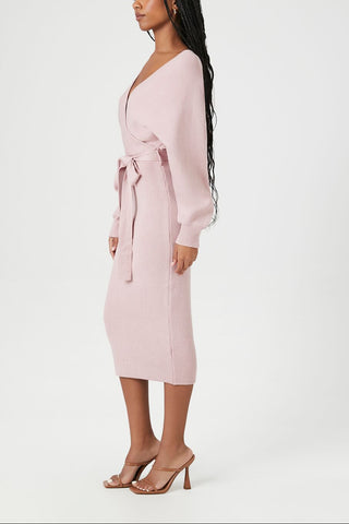 Sweater Midi Wrap Dress
