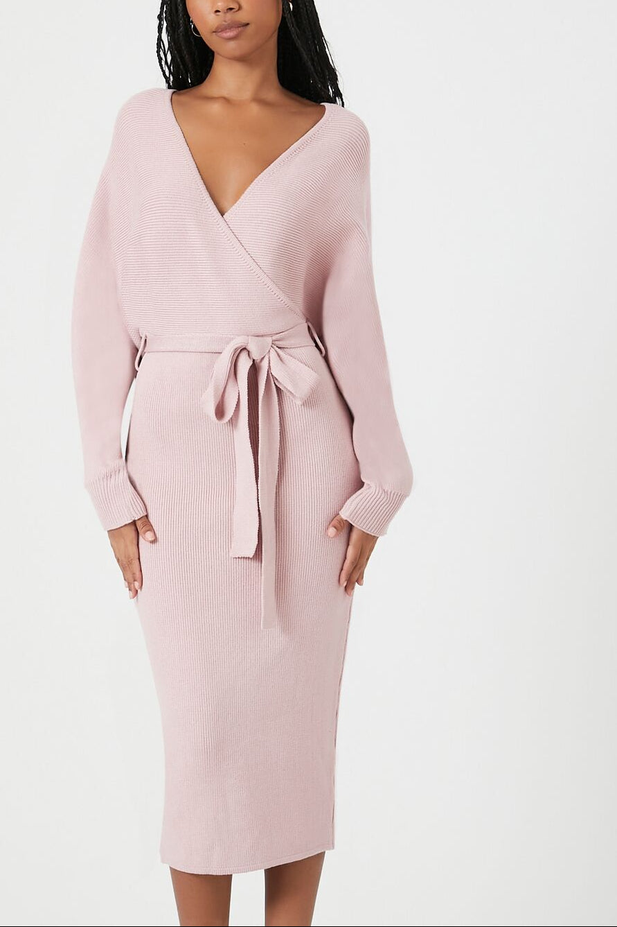  Forever 21 Sweater Midi Wrap Dress - black-swatch - Bonton