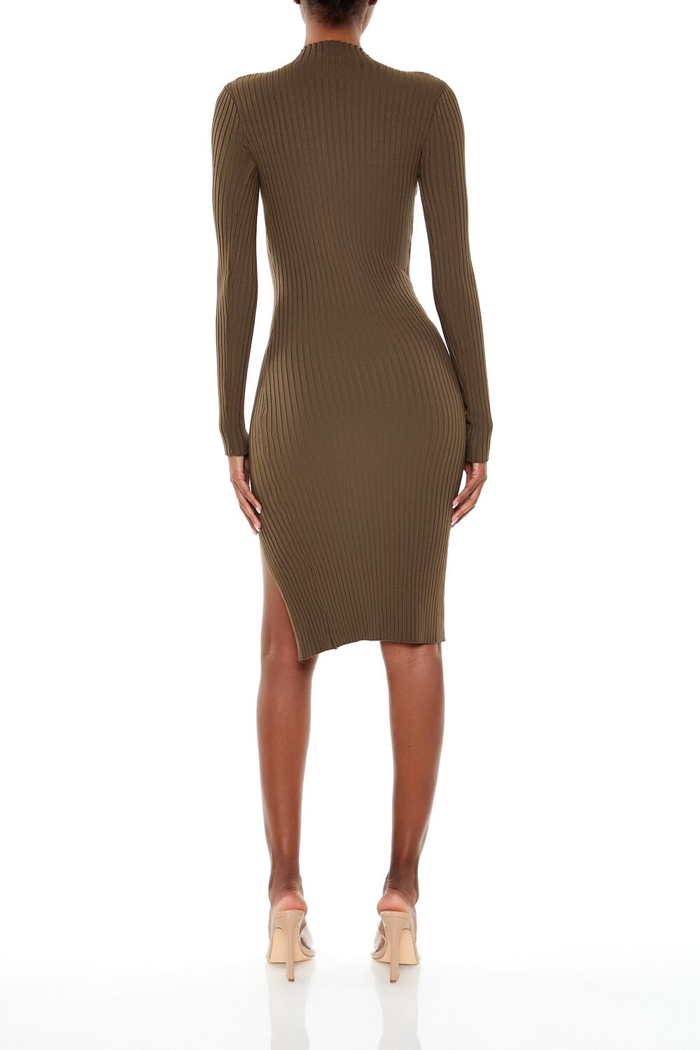  Forever 21 Ribbed Knit Midi Sweater Dress - walnut - Bonton