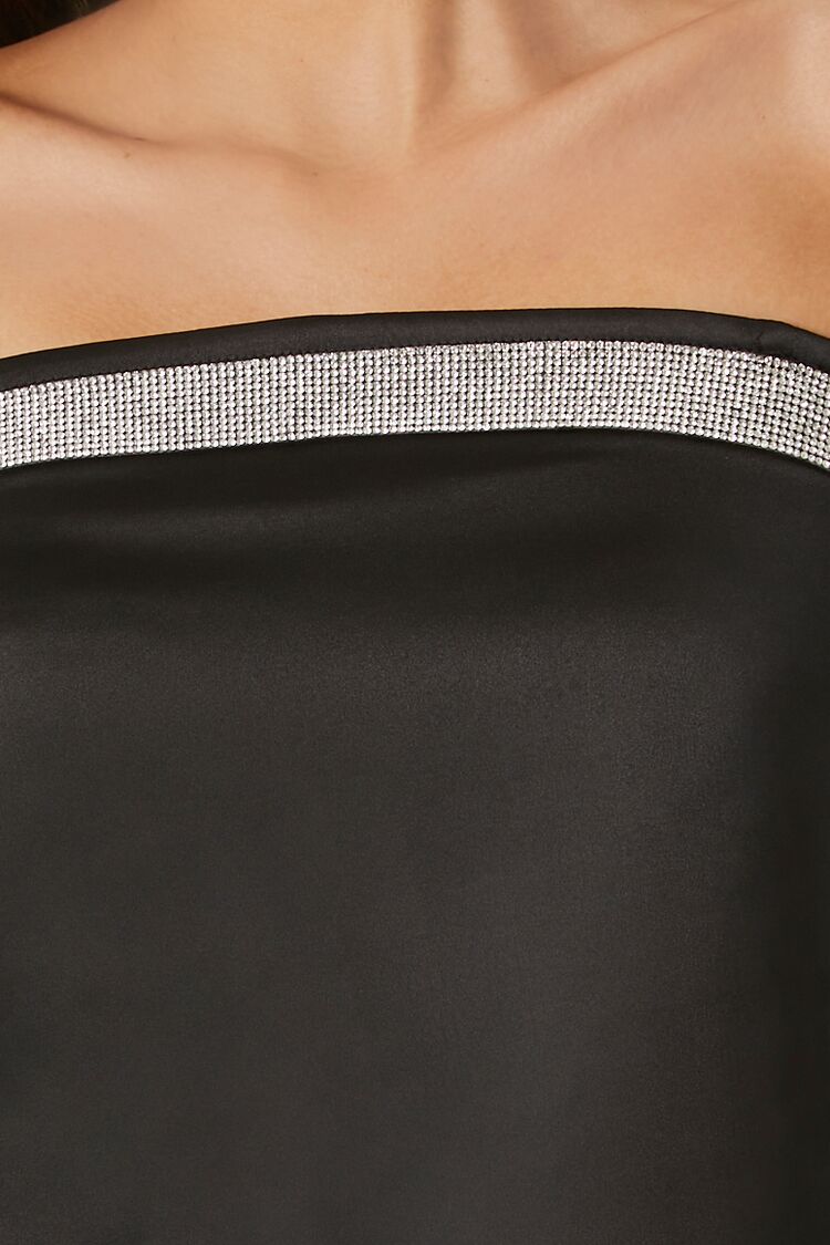  Forever 21 Rhinestone Strapless Crop Top - black - Bonton