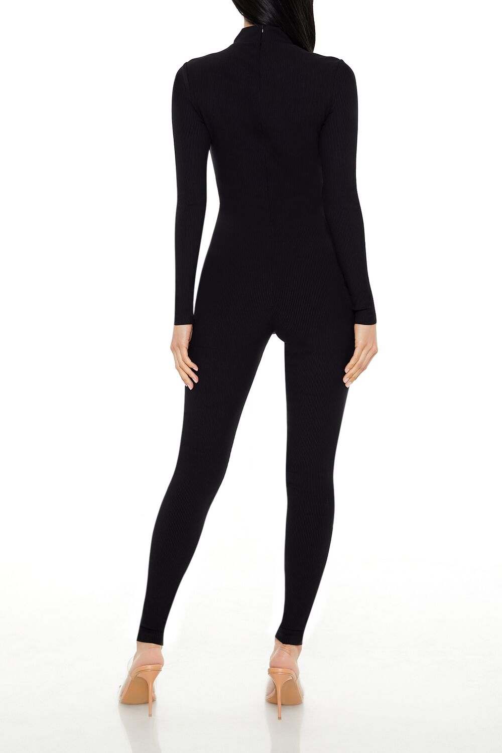  Forever 21 Fitted Mock Neck Jumpsuit - black - Bonton