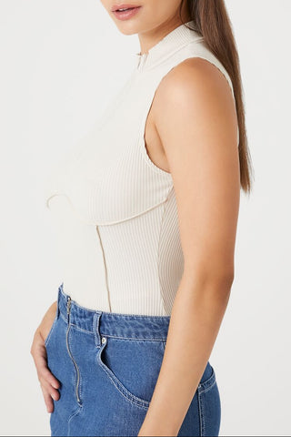 Ribbed Half-Zip Bodysuit