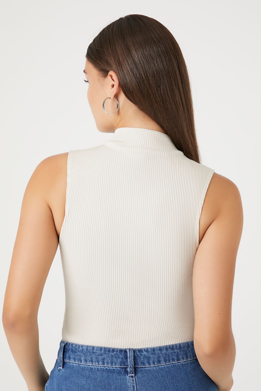  Forever 21 Ribbed Half-Zip Bodysuit - birch - Bonton