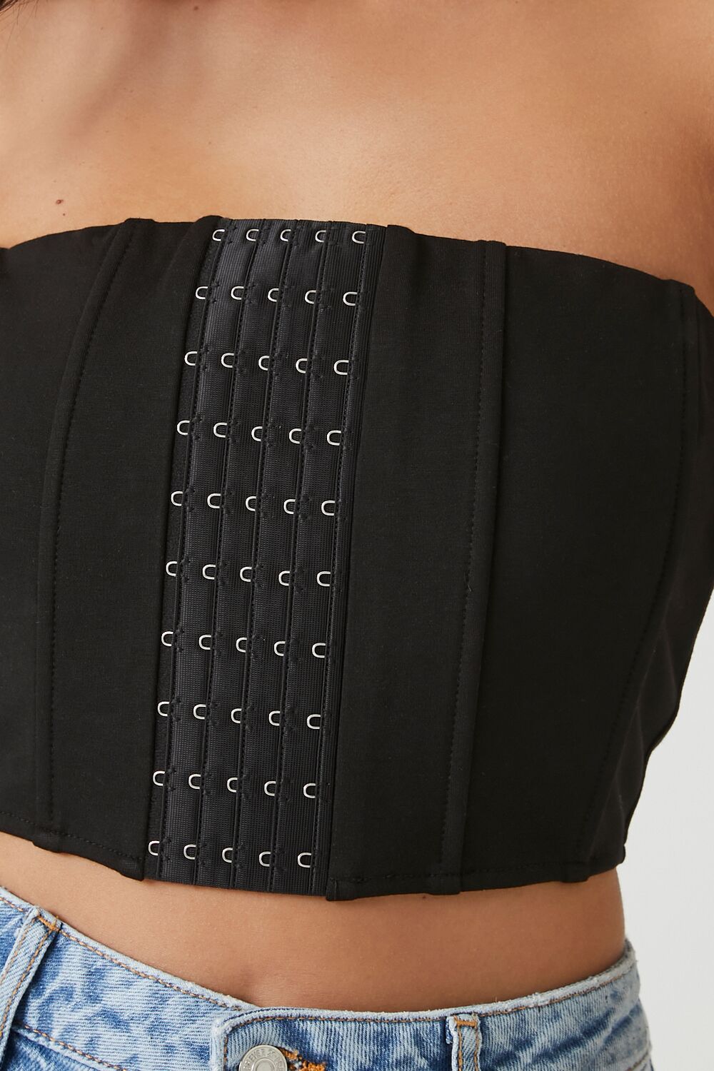  Forever 21 Hook-and-Eye Cropped Tube Top - black - Bonton