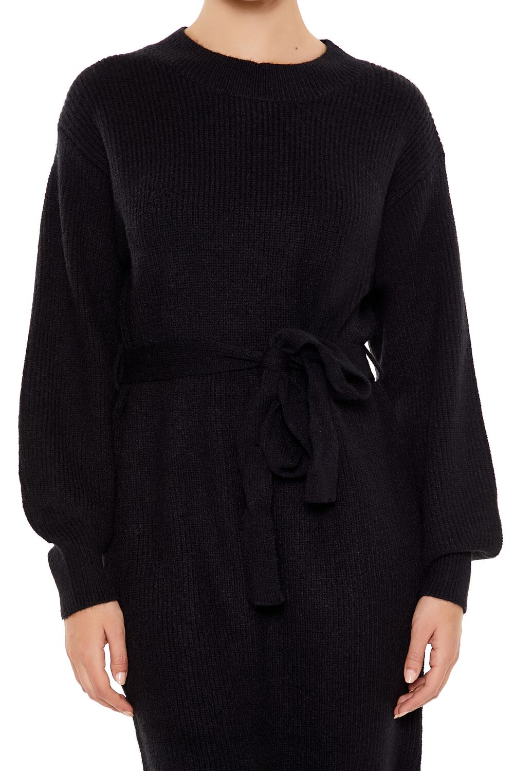  Forever 21 Tie-Front Midi Sweater Dress - black - Bonton