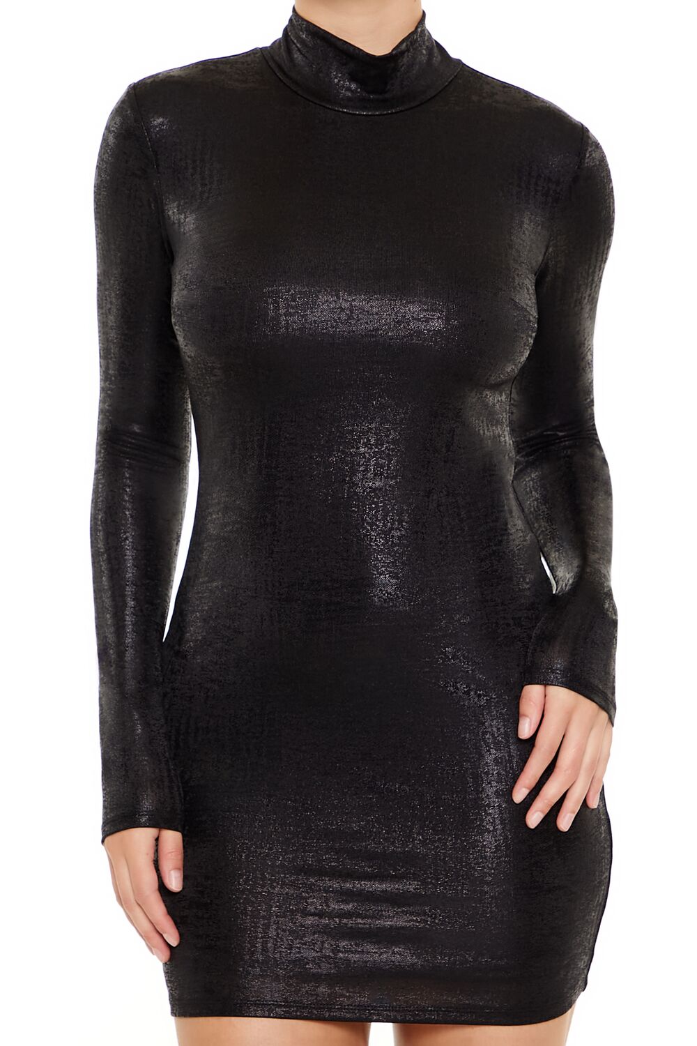  Forever 21 Mock Neck Mini Dress - black-swatch - Bonton