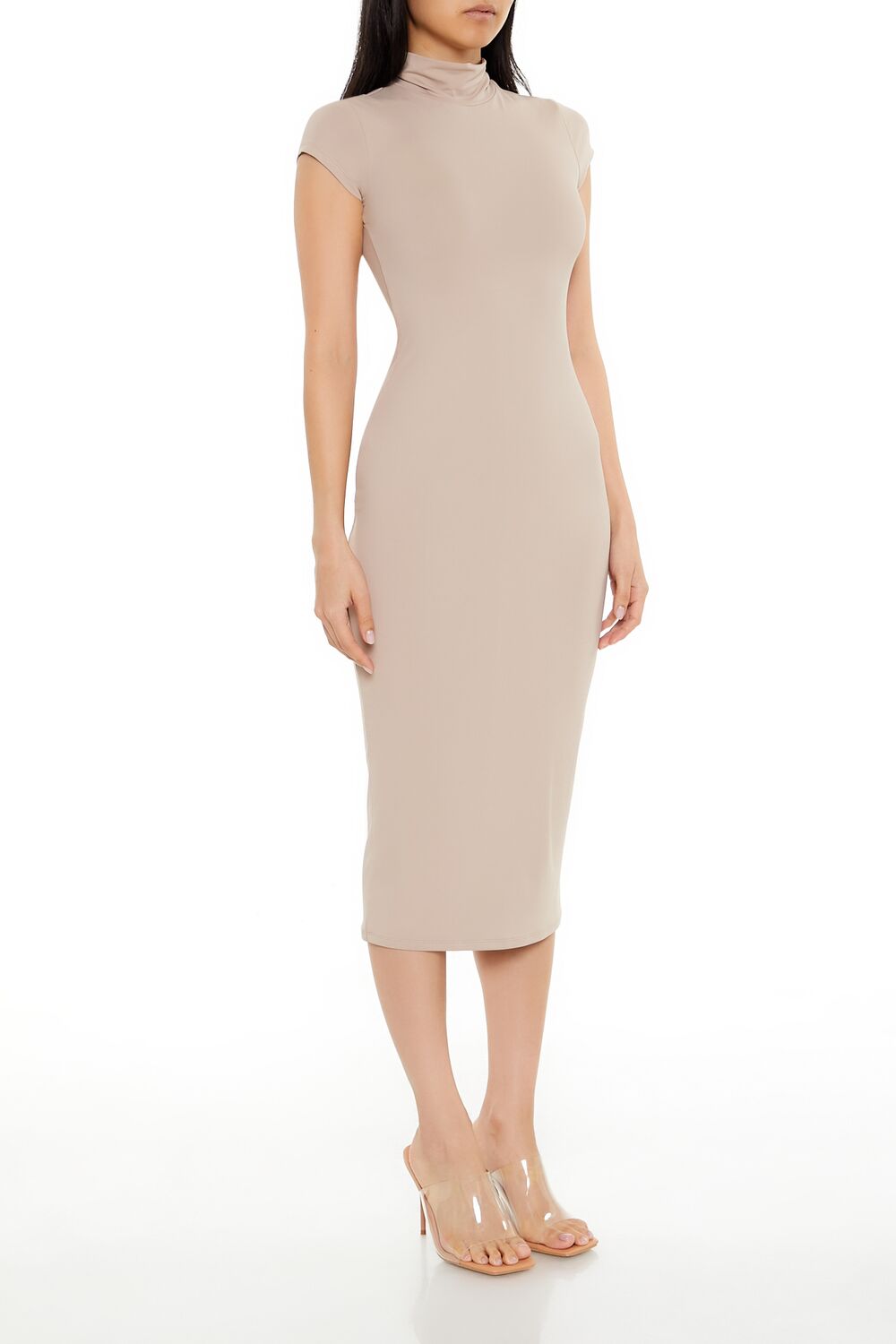  Forever 21 Turtleneck Bodycon Contour Sculpt Midi Dress - black-swatch - Bonton