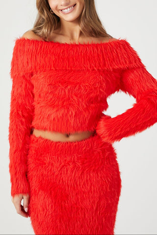 Faux Fur Off-the-Shoulder Top