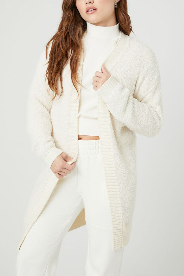  Forever 21 Open-Front Cardigan Sweater - cream - Bonton