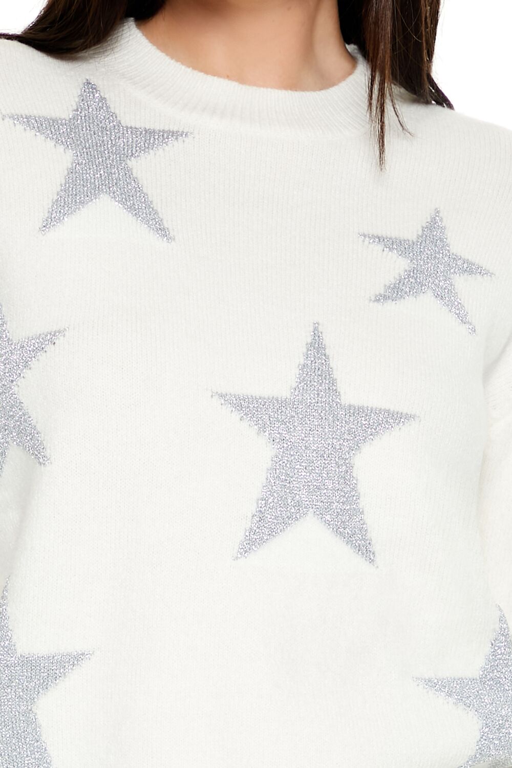  Forever 21 Star Print Sweater - white multi - Bonton