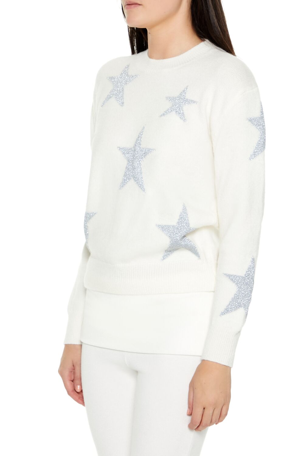  Forever 21 Star Print Sweater - white multi - Bonton