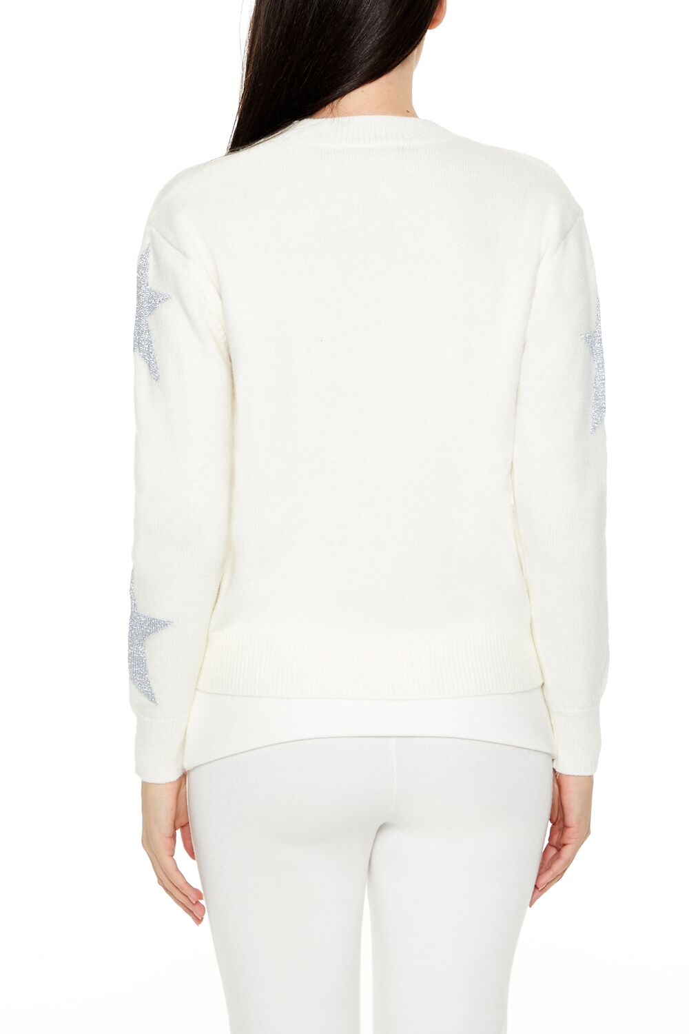  Forever 21 Star Print Sweater - white multi - Bonton