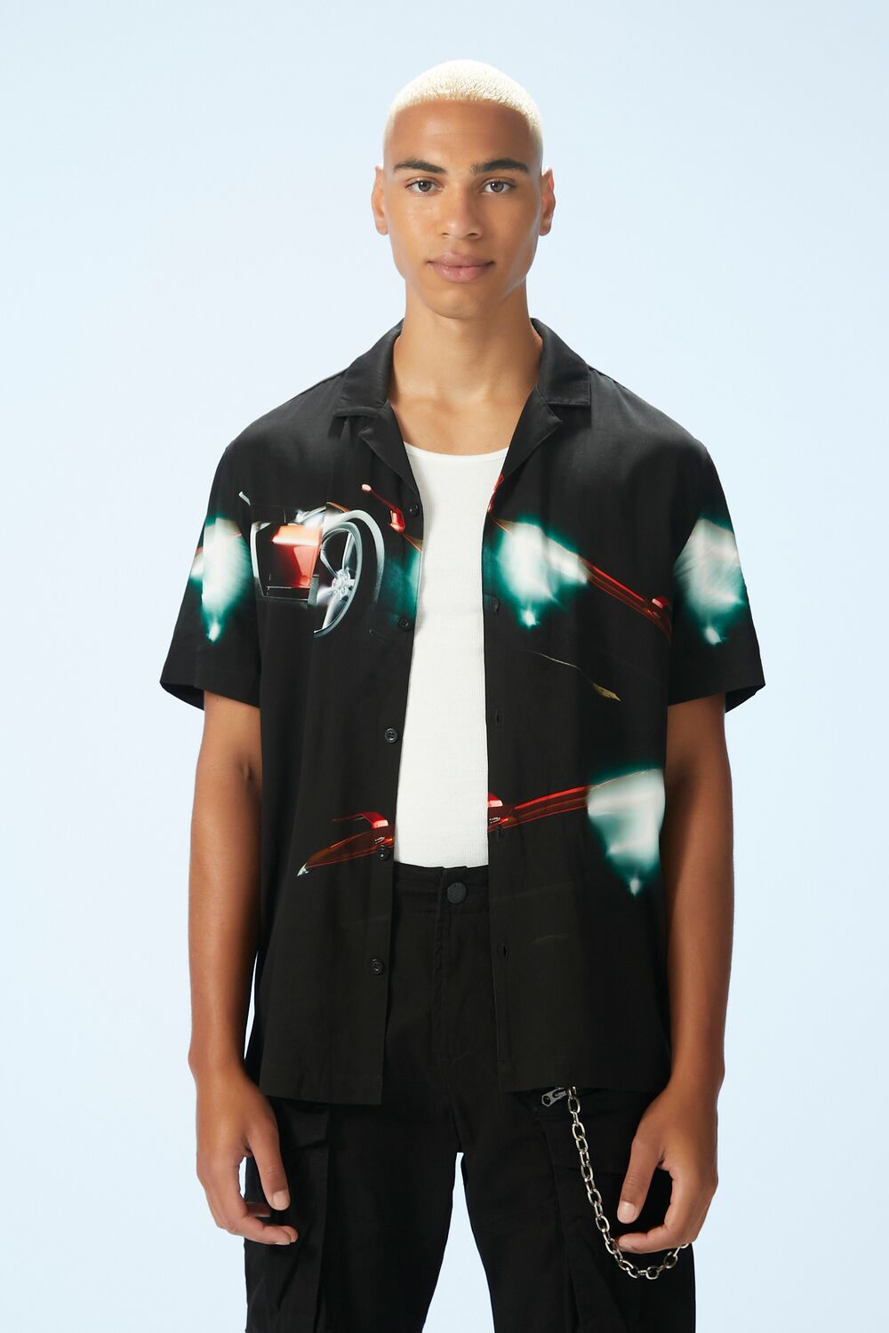  Forever 21 Abstract Car Print Shirt - black multi - Bonton