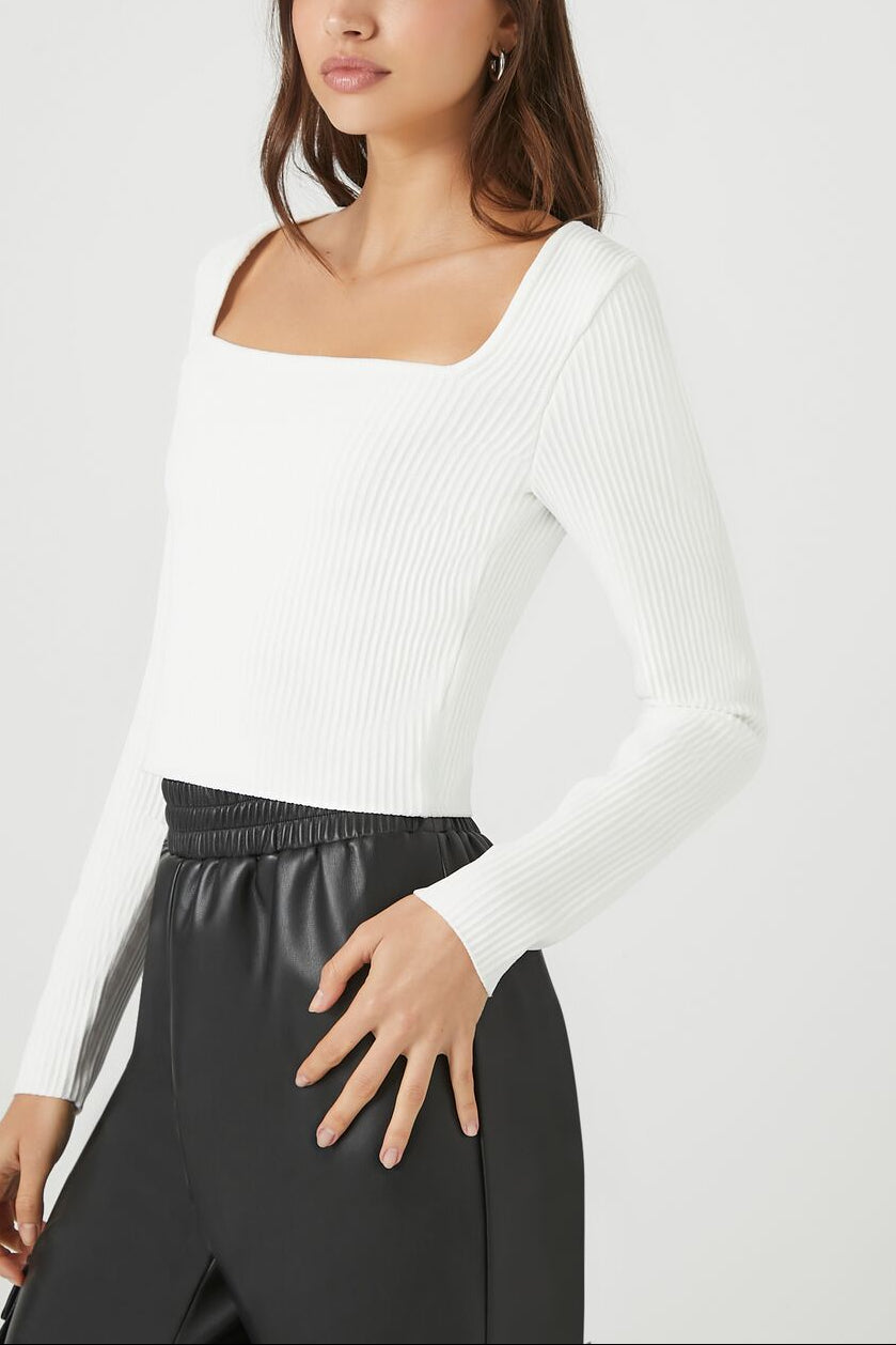  Forever 21 Ribbed Knit Sweater - white - Bonton