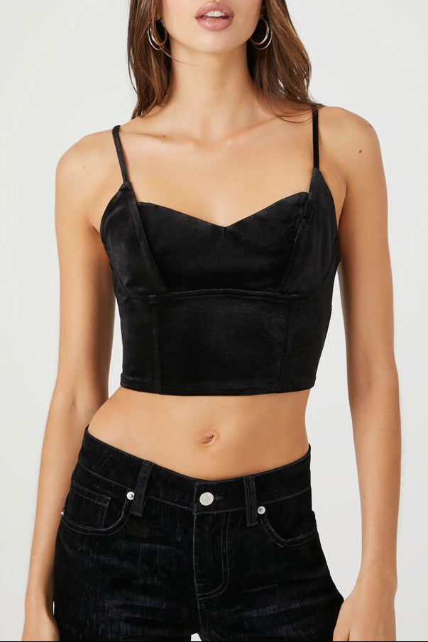  Forever 21 Velvet Corset Cami - black - Bonton