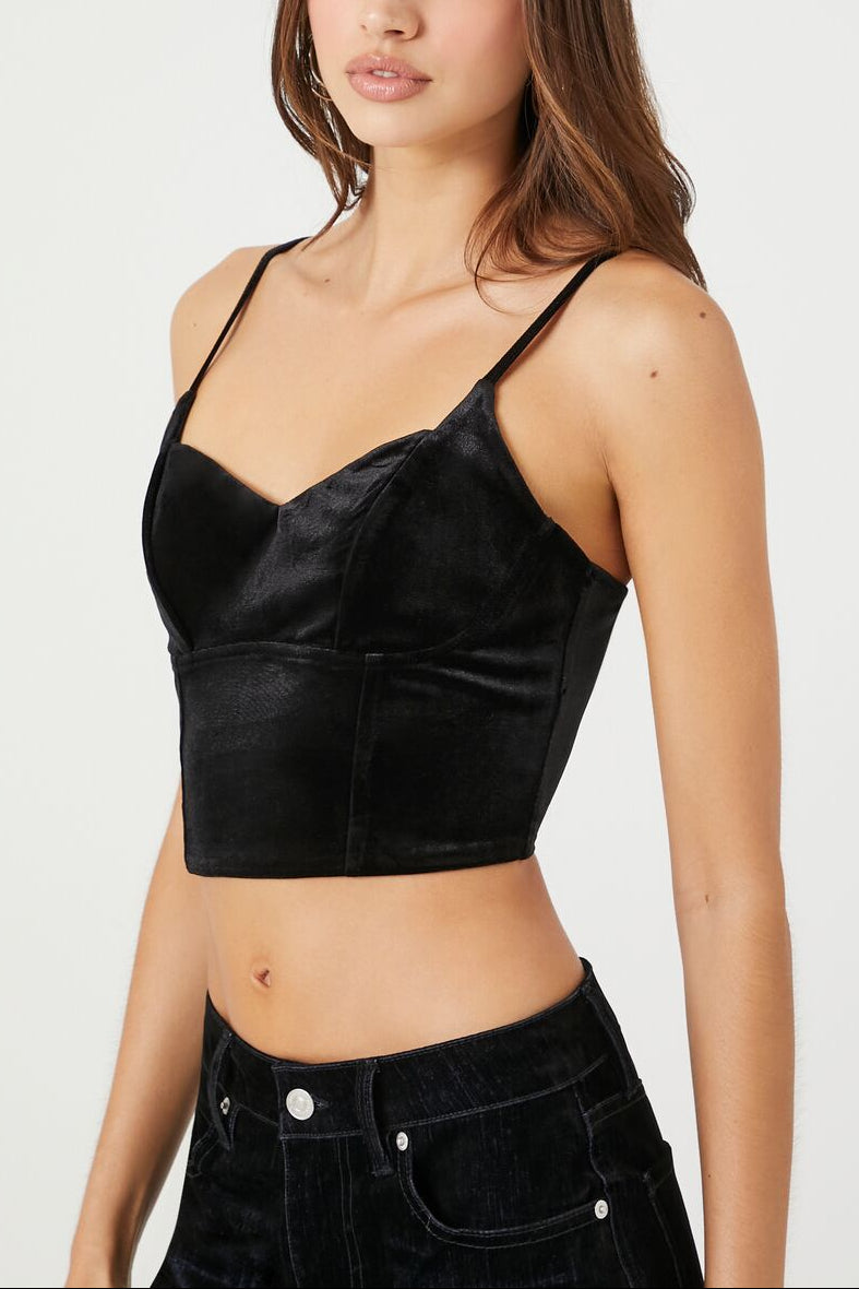  Forever 21 Velvet Corset Cami - black - Bonton