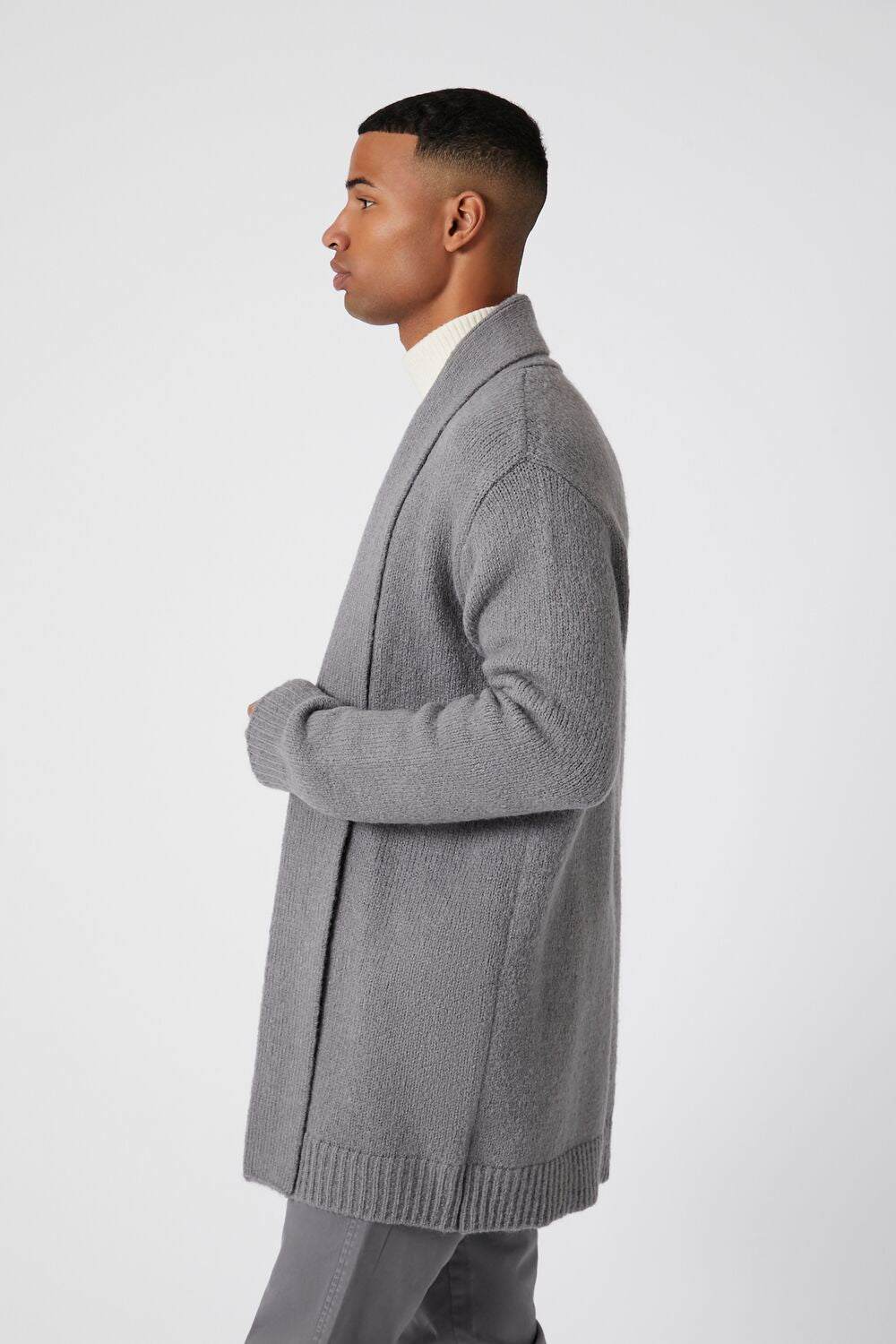  Forever 21 Open-Front Cardigan Sweater - grey - Bonton