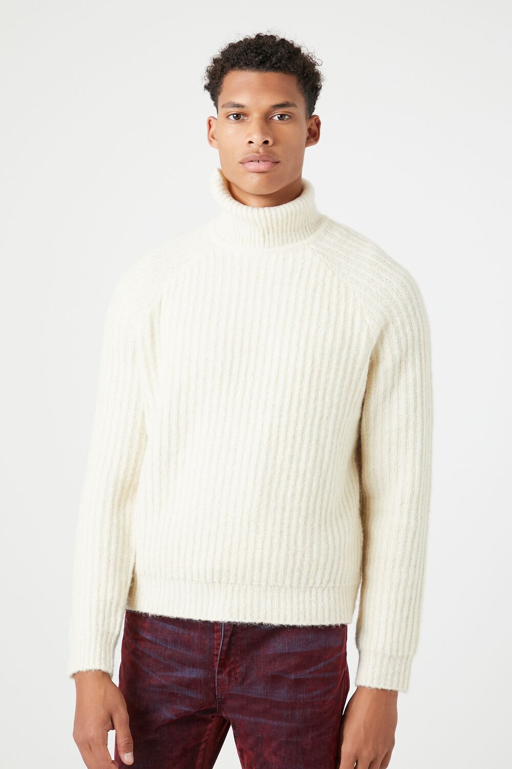  Forever 21 Turtleneck Raglan-Sleeve Sweater - white - Bonton