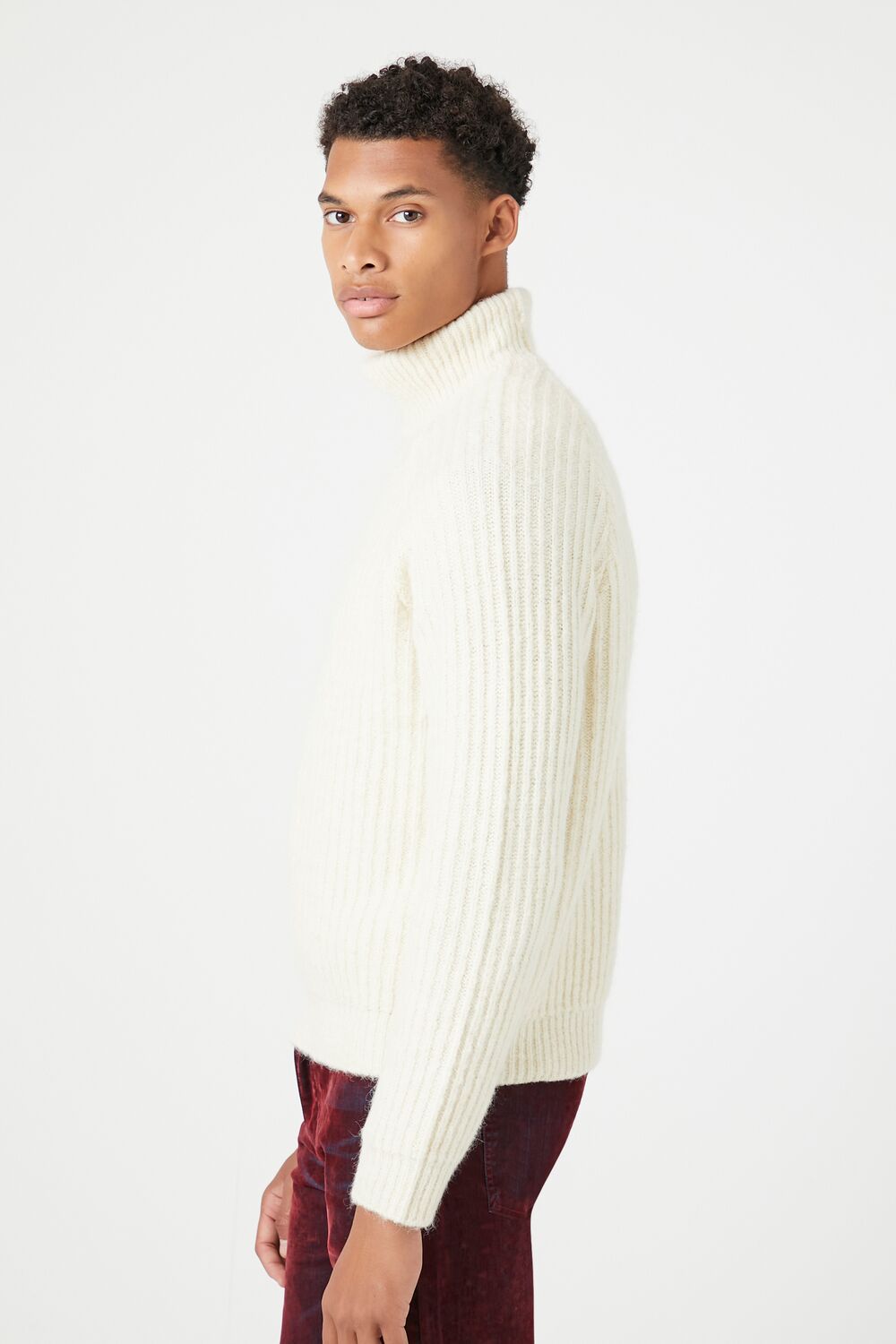  Forever 21 Turtleneck Raglan-Sleeve Sweater - white - Bonton