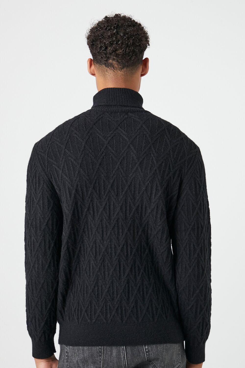  Forever 21 Diamond Knit Turtleneck Sweater - black - Bonton