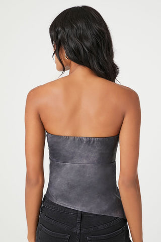 Faux Leather Asymmetrical Tube Top