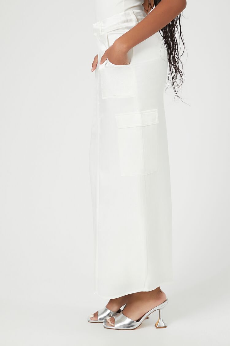  Forever 21 Satin Slit Midi Skirt - burgundy - Bonton