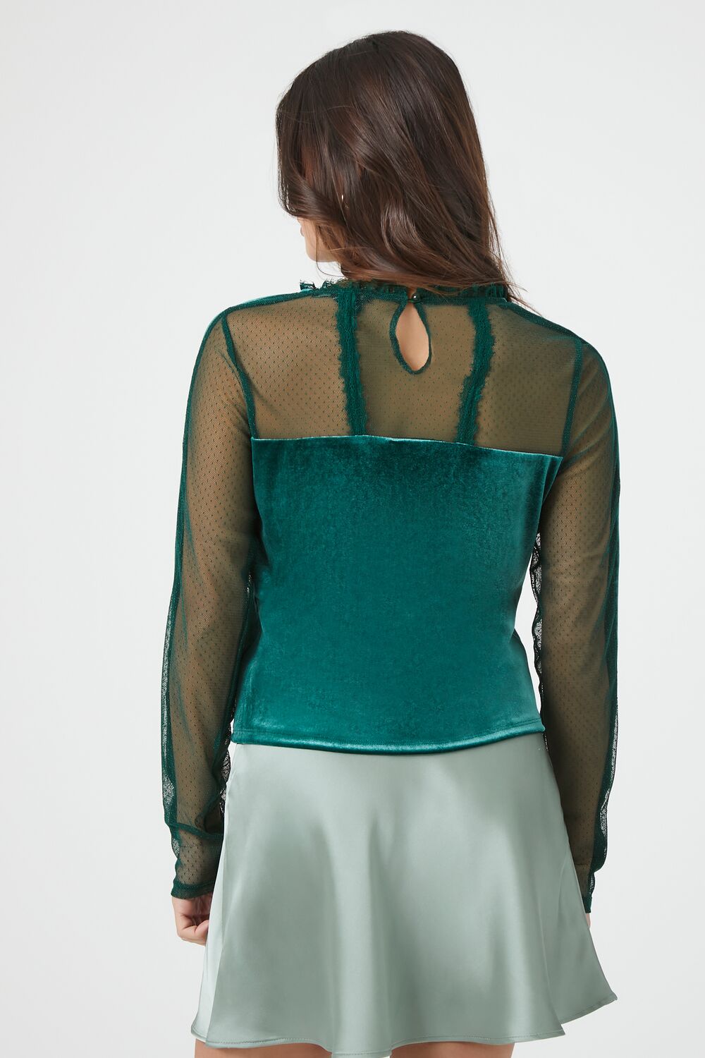  Forever 21 Sheer Lace Velvet Top - black - Bonton