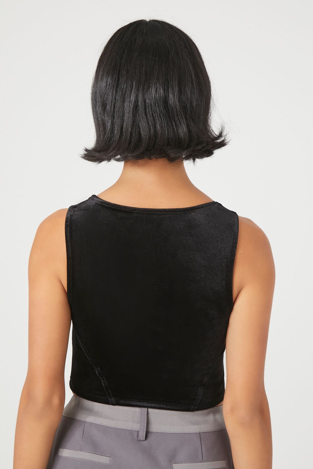  Forever 21 Velvet Bustier Cropped Tank Top - black - Bonton