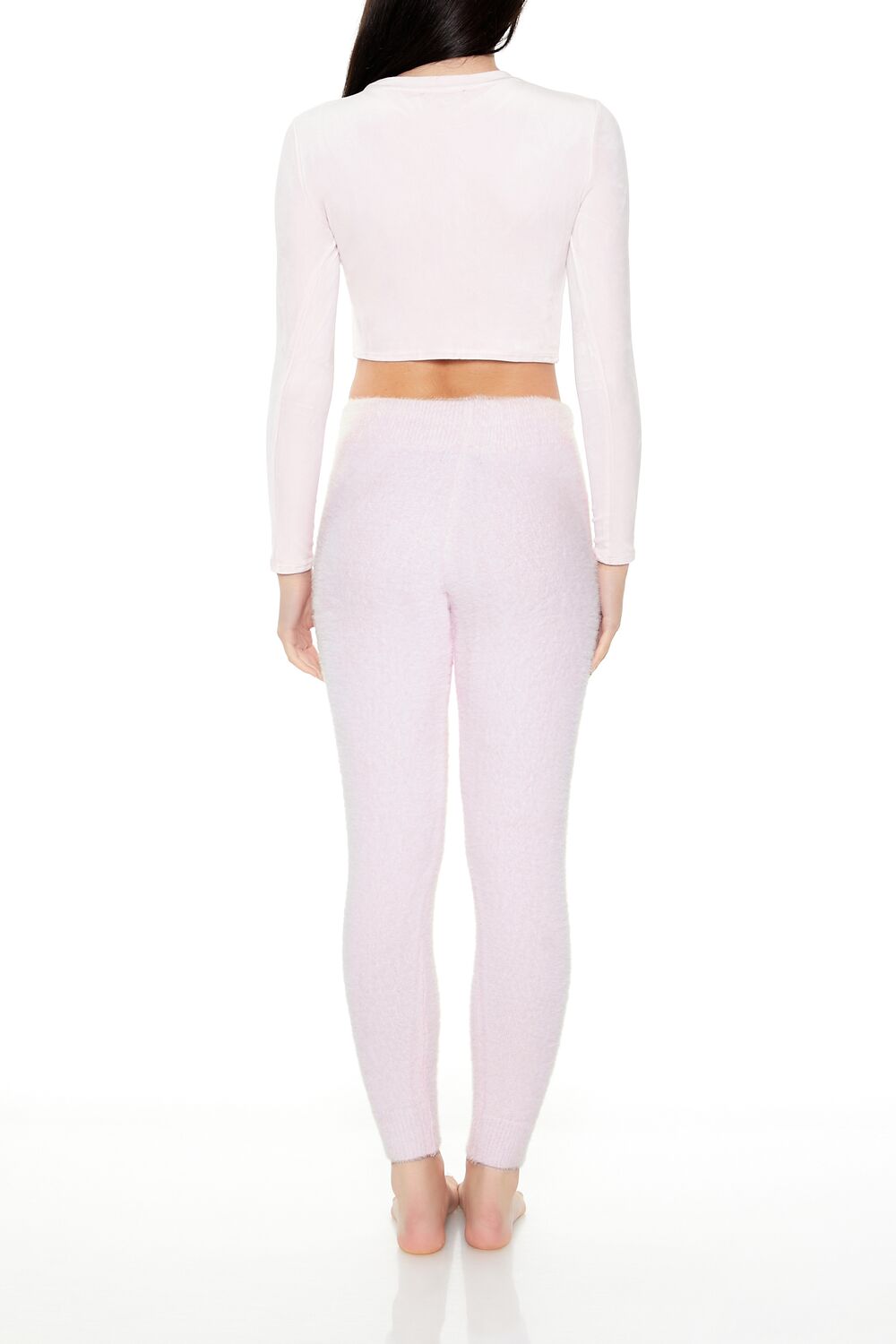  Forever 21 Fuzzy Sweater-Knit Joggers - white - Bonton