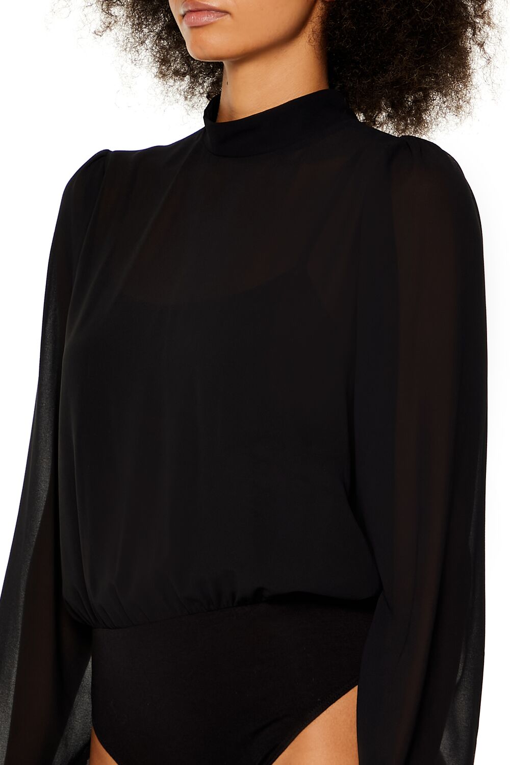  Forever 21 Chiffon Mock Neck Bodysuit - red - Bonton