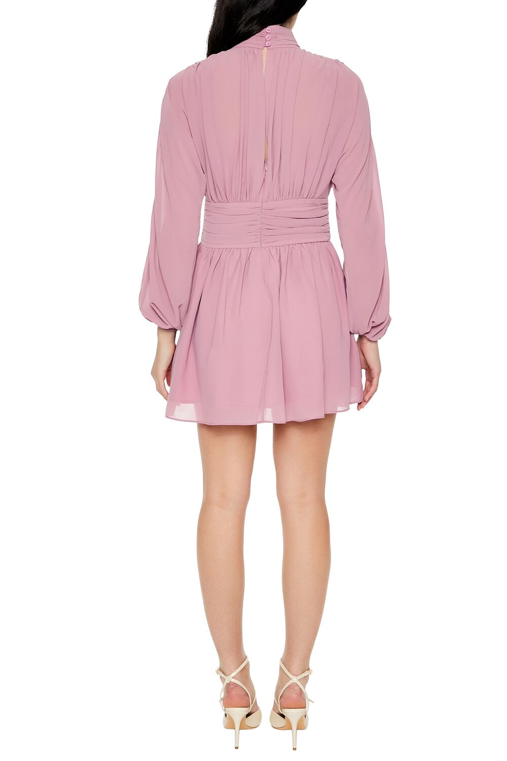  Forever 21 Chiffon Peasant-Sleeve Mini Dress - mauve - Bonton