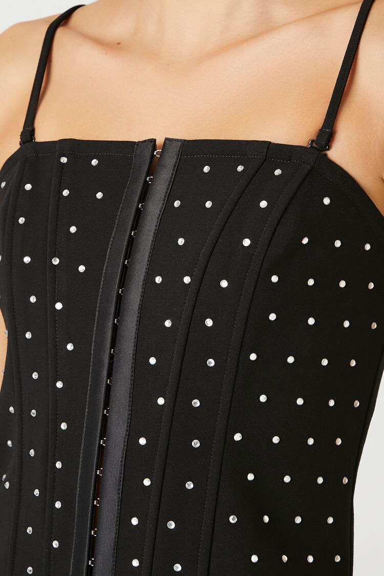  Forever 21 Rhinestone Corset Tube Top - black silver - Bonton