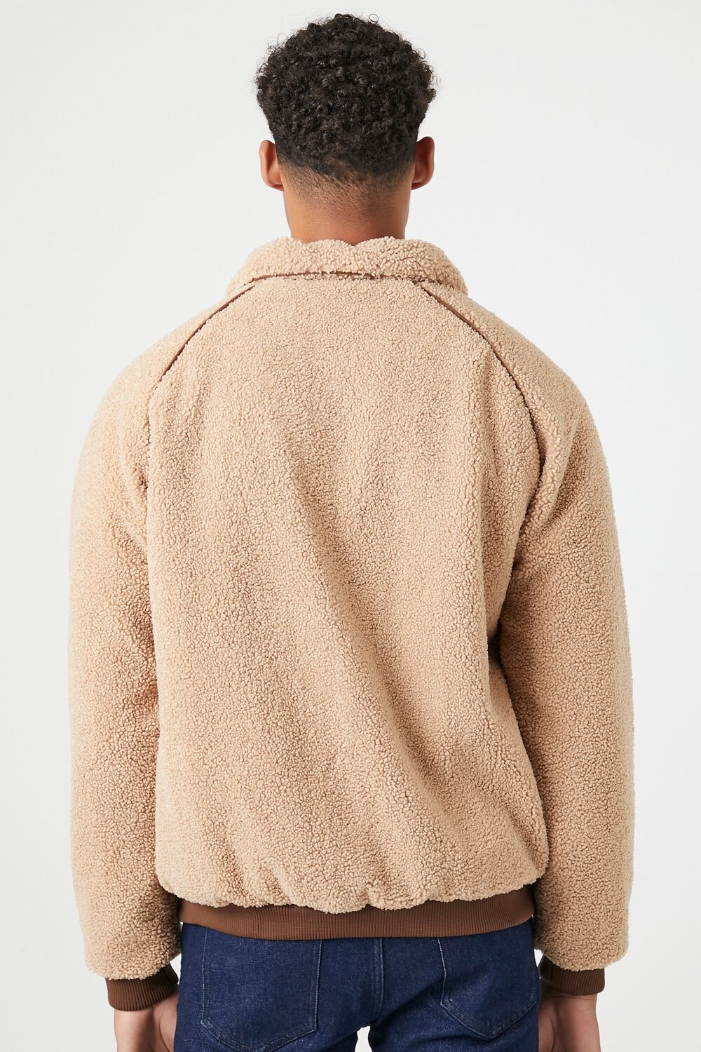  Forever 21 Faux Shearling Zip-Up Jacket - khaki-swatch - Bonton