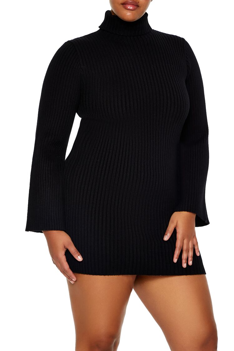  Forever 21 Plus Size Turtleneck Mini Sweater Dress - light grey - Bonton