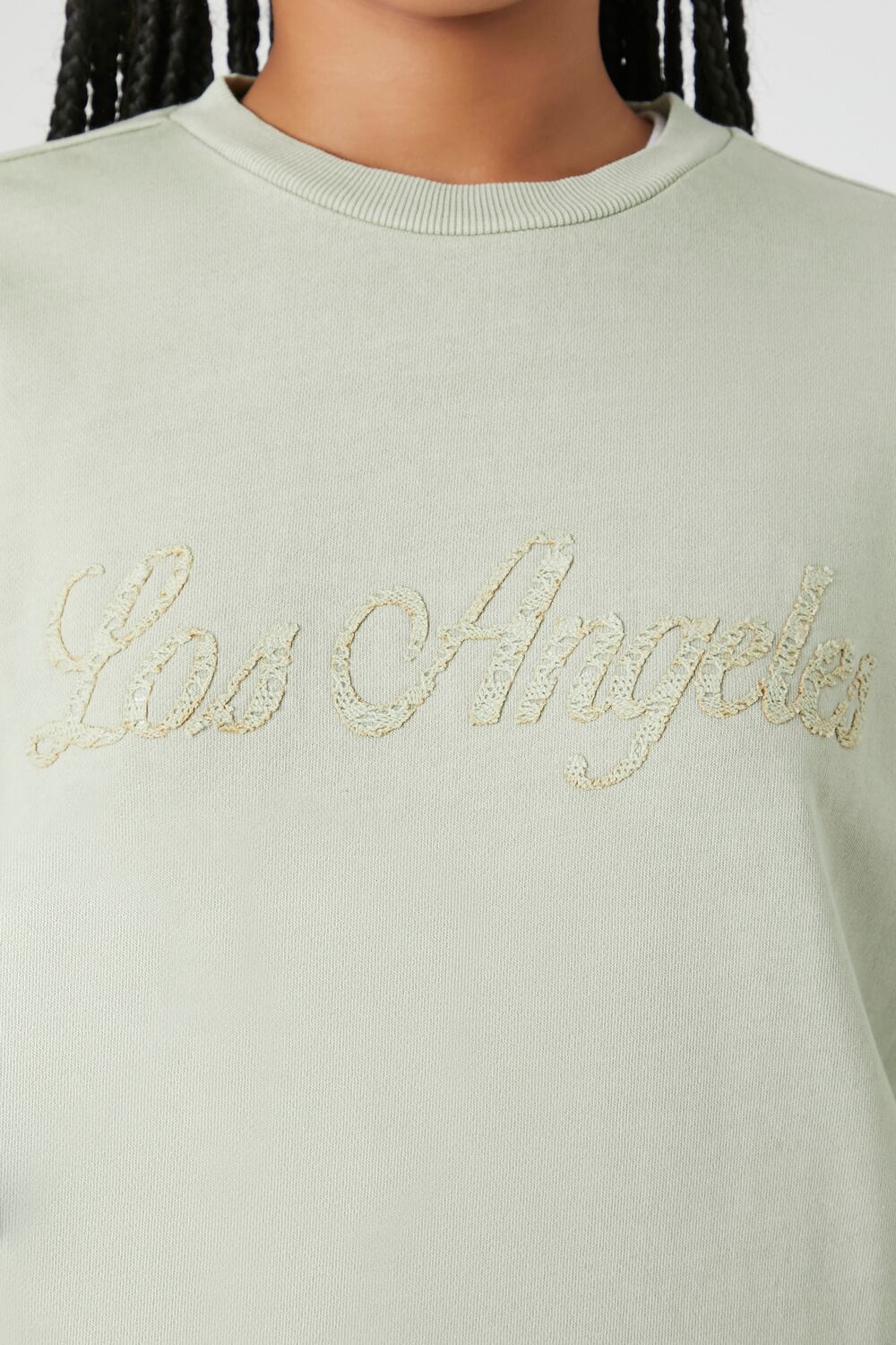  Forever 21 Lace Los Angeles Drop-Sleeve Pullover - sage multi - Bonton