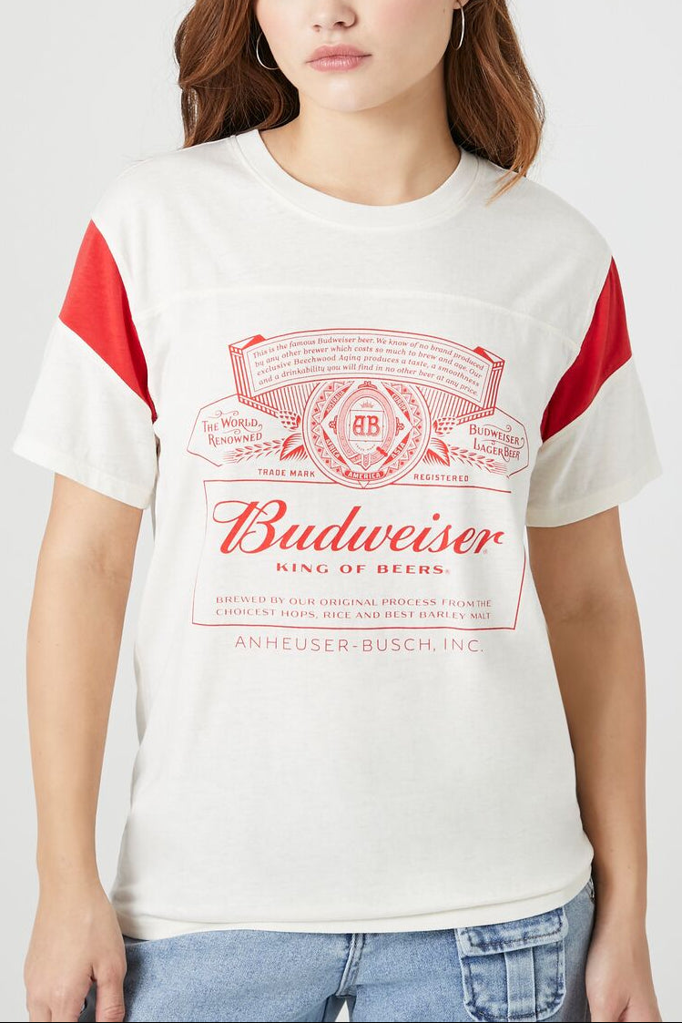  Forever 21 Budweiser Graphic Tee - cream multi - Bonton