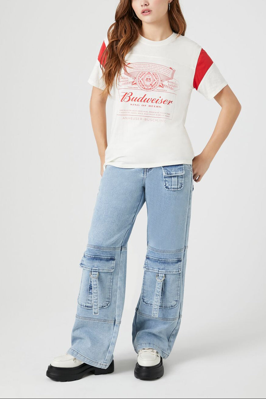  Forever 21 Budweiser Graphic Tee - cream multi - Bonton