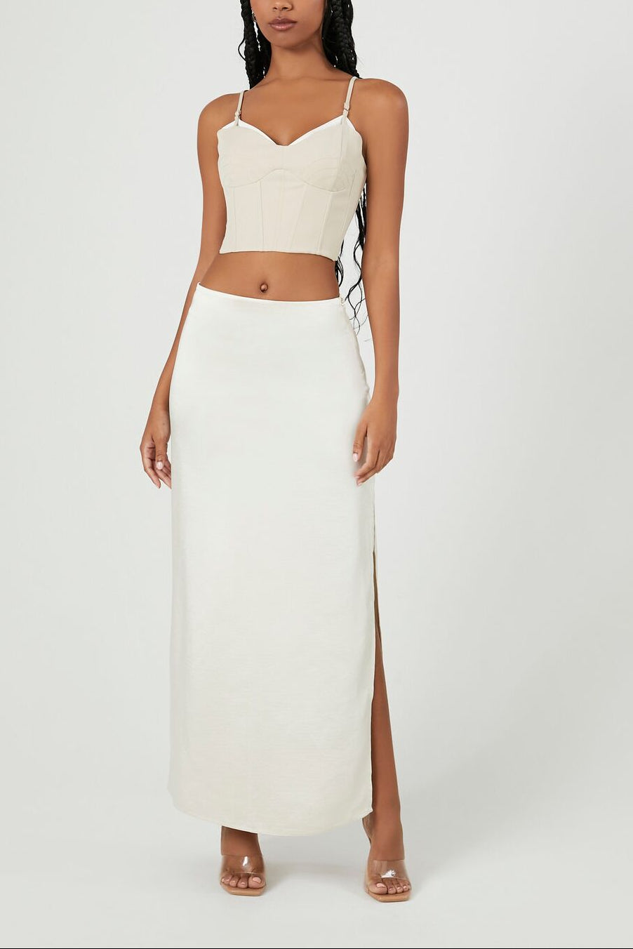  Forever 21 Cropped Sweetheart Bustier Cami - tan multi - Bonton
