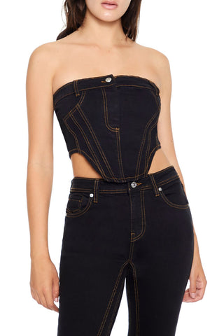 Reworked Denim Tube Crop Top