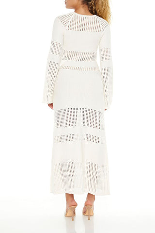 Open-Knit Bell-Sleeve Sweater Dress