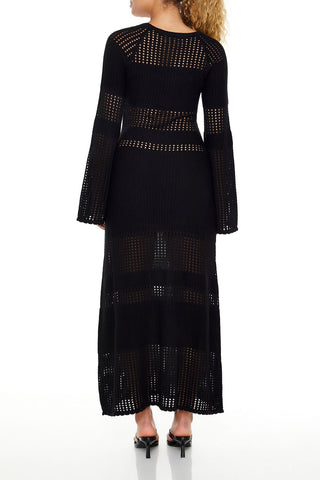 Open-Knit Bell-Sleeve Sweater Dress