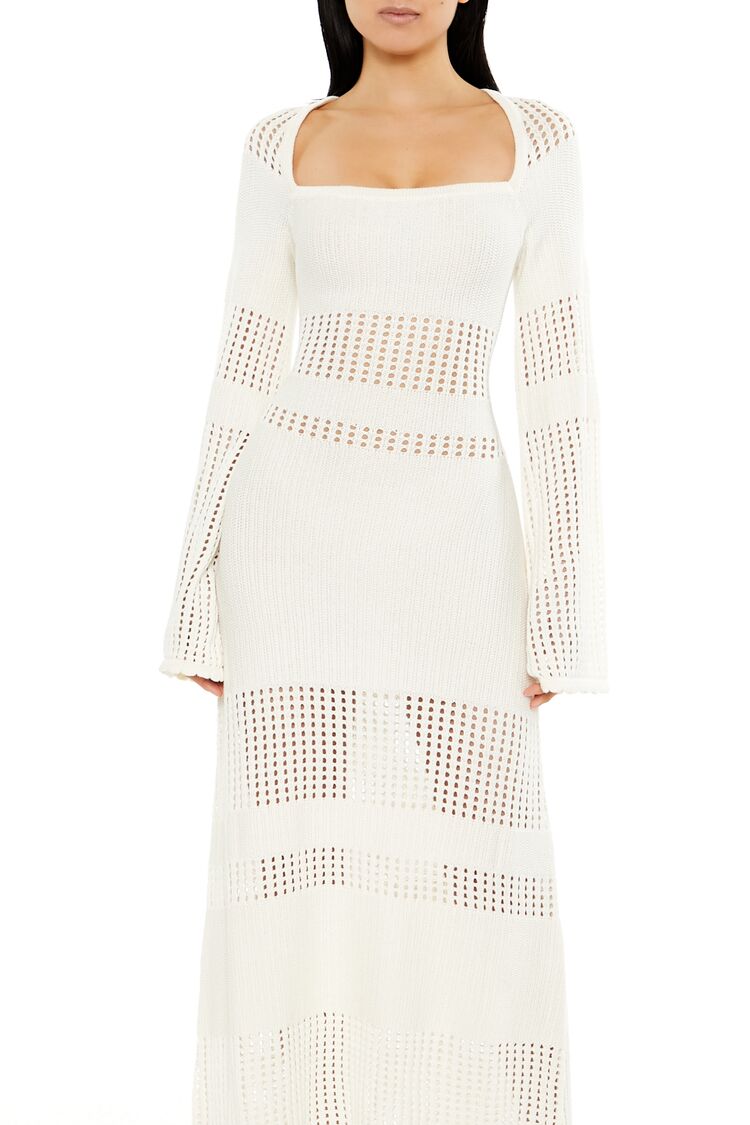  Forever 21 Open-Knit Bell-Sleeve Sweater Dress - olive - Bonton