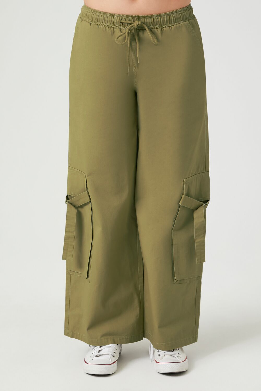  Forever 21 Twill High-Rise Utility Pants - tan - Bonton
